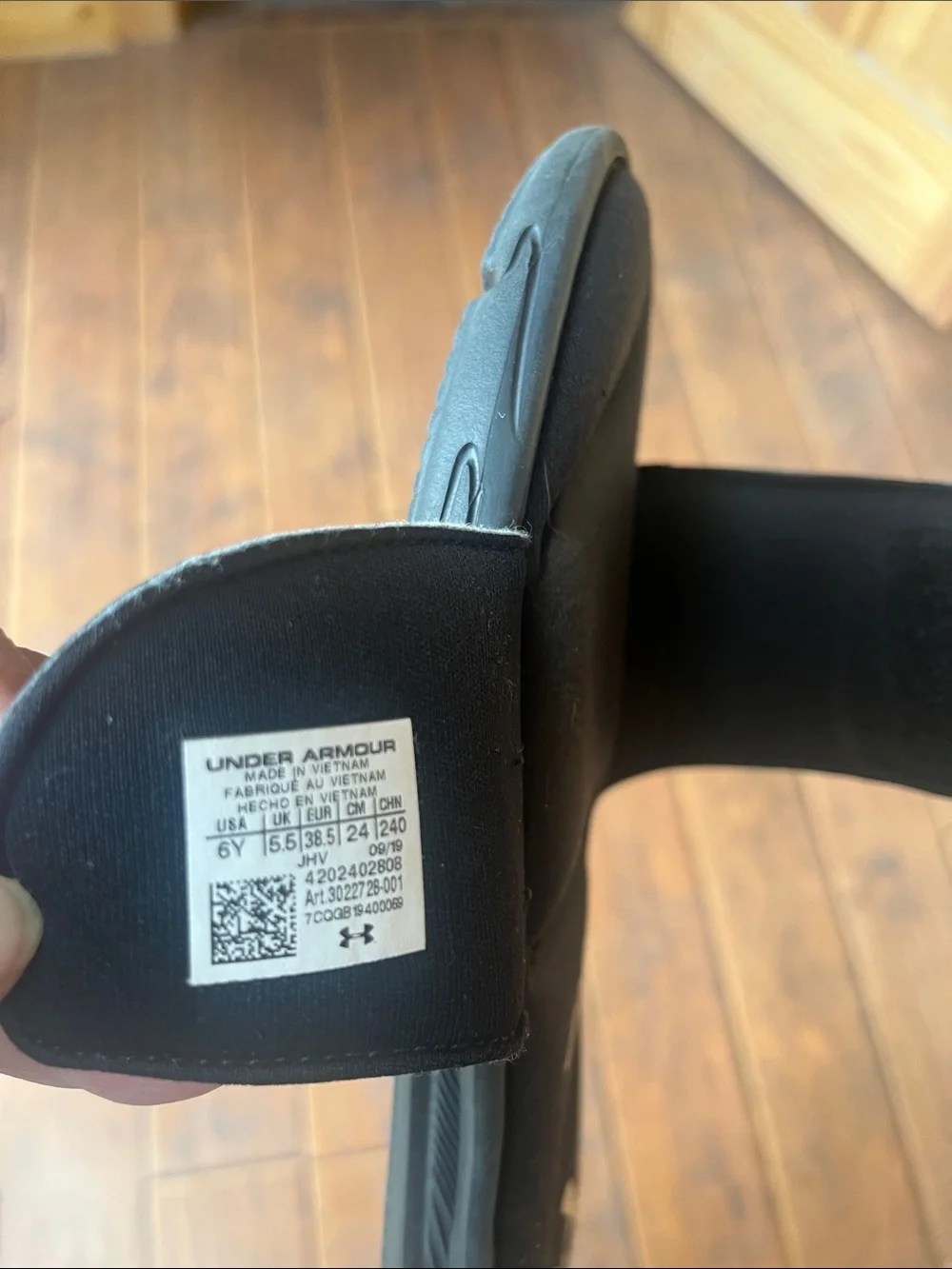 Under Armour Kids Black Slide Sandals with White Logo